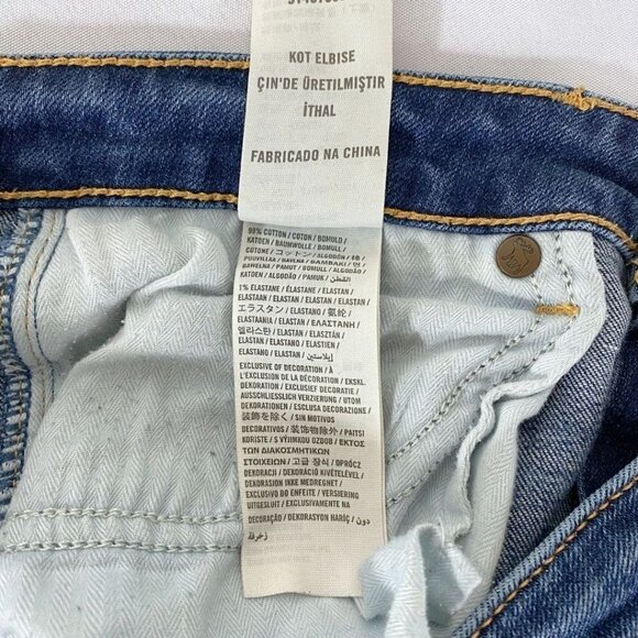 ABERCROMBIE & FITCH THE A&F BOOT DISTRESSED JEANS IN A MEDIUM WHISKERED DENIM - Picture 10 of 10